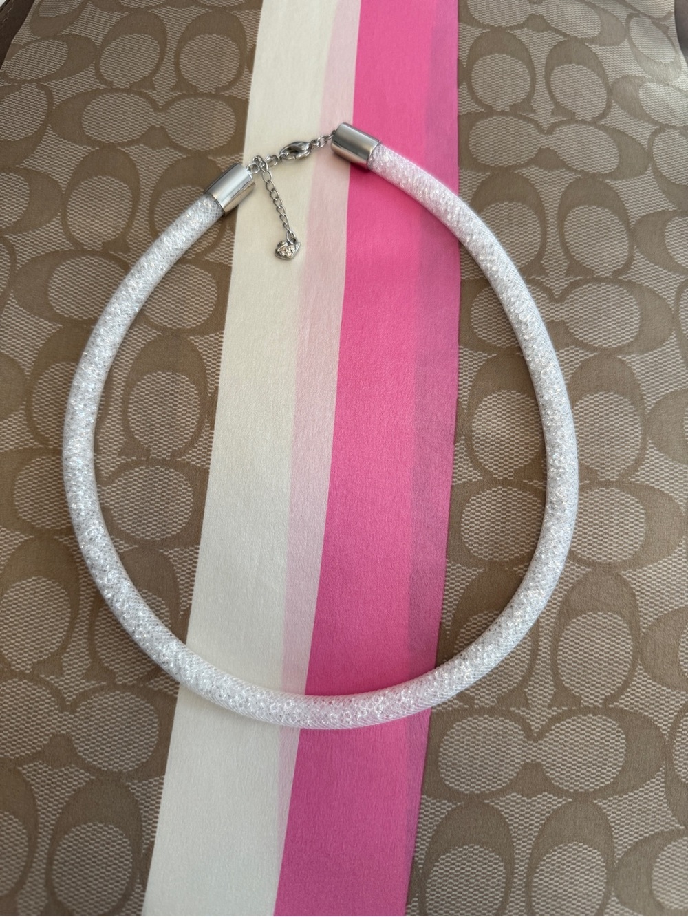 Swarovski White Sparkle Tubular Necklace with Silver Accents